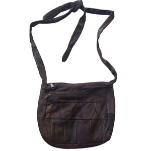 Vintage Sarah Patchwork Leather Tie Shoulder Bag Purse